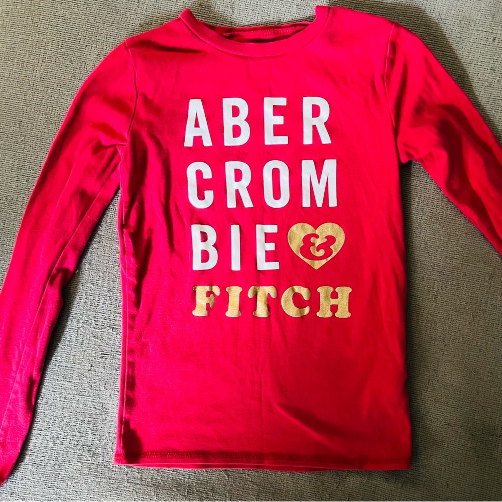Abercrombie Kids Red Long Sleeve Tee with Logo